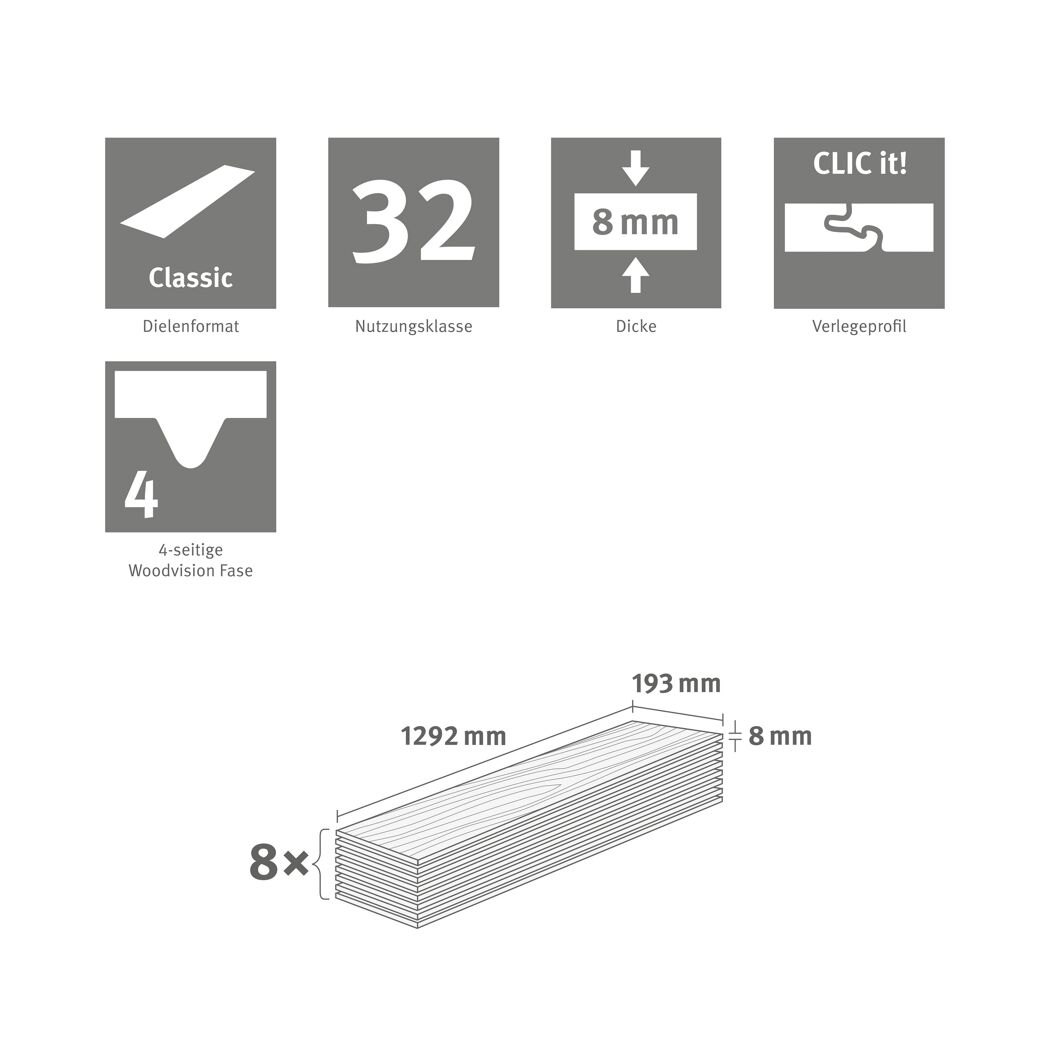 Laminat 'NatureSense' EL1307 Warmia Nussbaum braun 8 mm