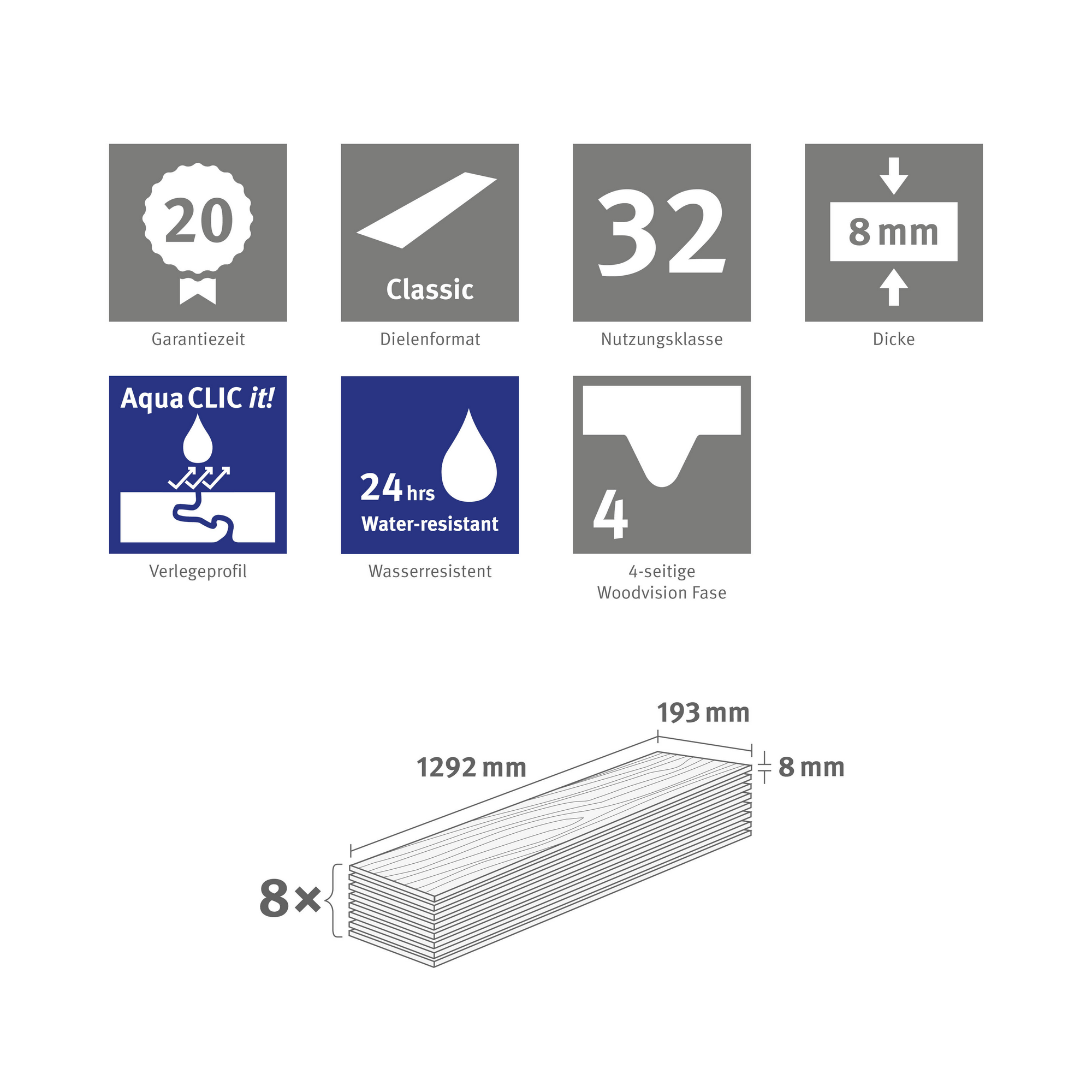 Laminat 'NatureSense Aqua' EL2014 Sherman Eiche honig 8 mm