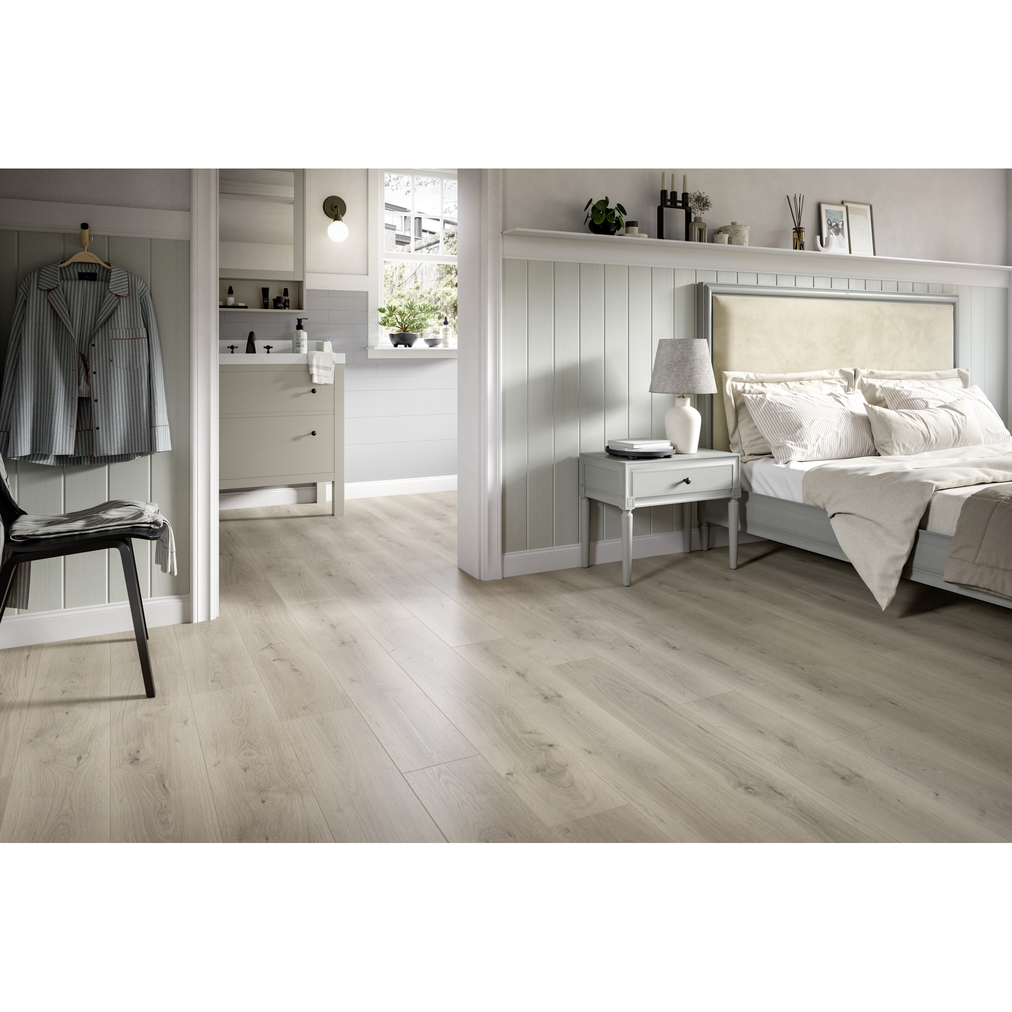 Laminat 'NatureSense Aqua' EL2112 Pinot Eiche hellgrau 8 mm