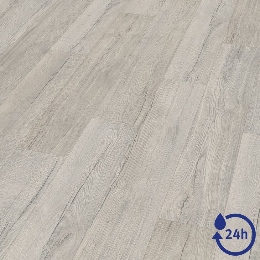 Laminat 'NatureSense Aqua' EL2081 Elva Eiche grau 10 mm