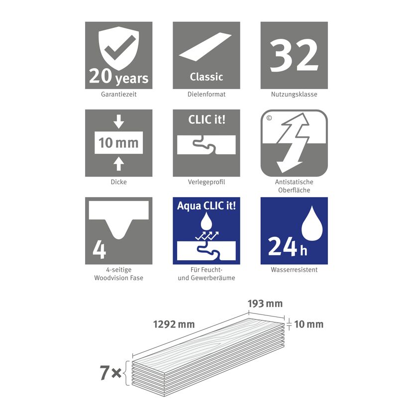 Laminat 'NatureSense Aqua' EL2113 Pinot Eiche sand 10 mm