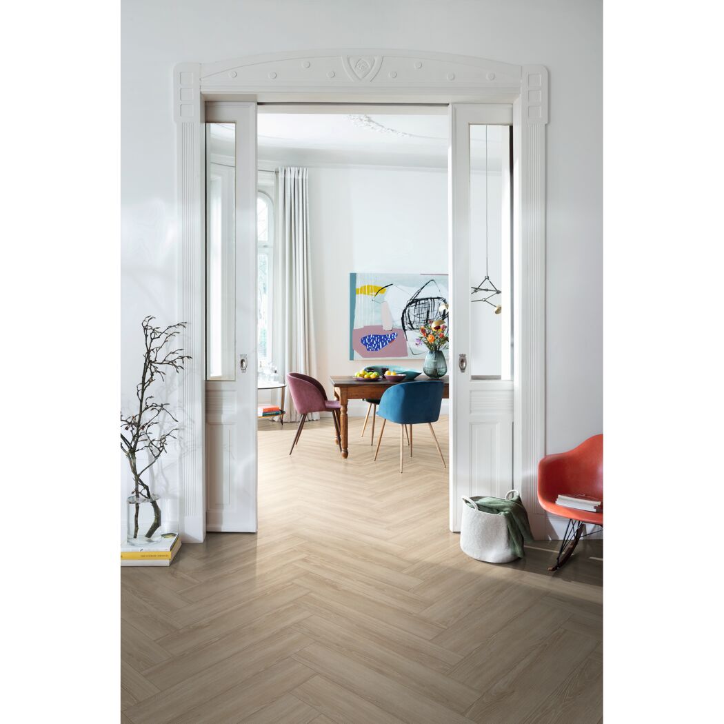 Laminat 'Nature Herringbone' EL2161 Newport Eiche creme 8 mm