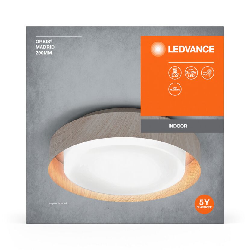 Deckenleuchte 'Orbis Madrid' holzfarben Ø 29 cm