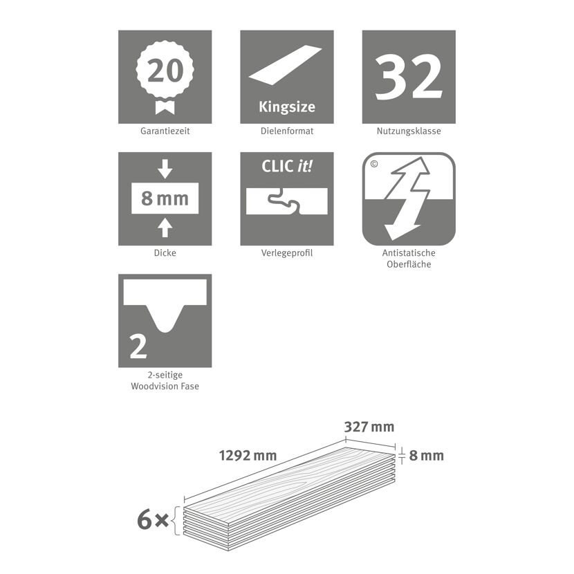 Laminat 'NatureSense' EL2092 Ortega Eiche natur 8 mm