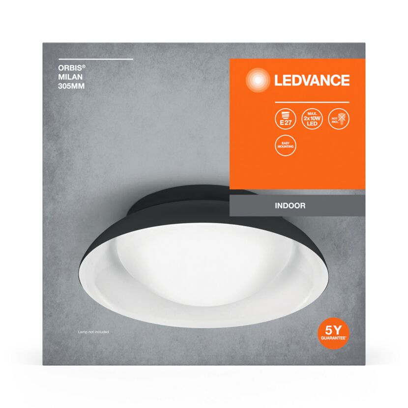 Deckenleuchte 'Orbis Milan' schwarz, weiß Ø 30,5 cm