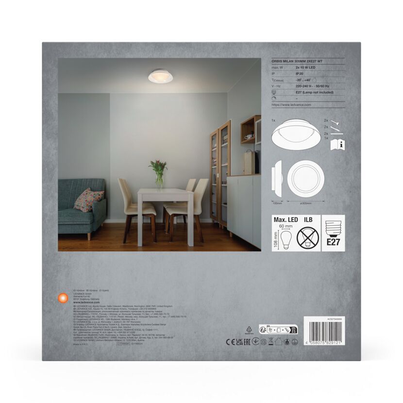 Deckenleuchte 'Orbis Milan' weiß Ø 30,5 cm