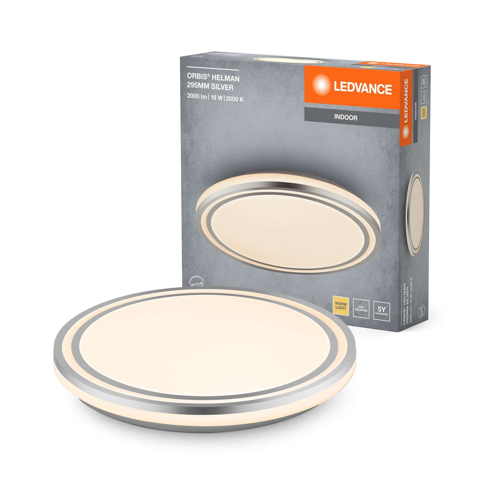 Deckenleuchte 'Orbis Helman' silbern Ø 29,5 cm