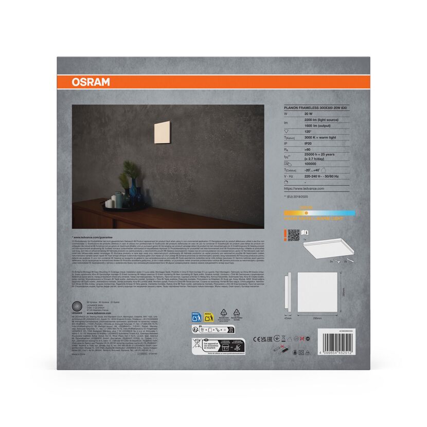 Panelleuchte 'Planon™ Frameless' weiß 29,5 x 29,5 cm
