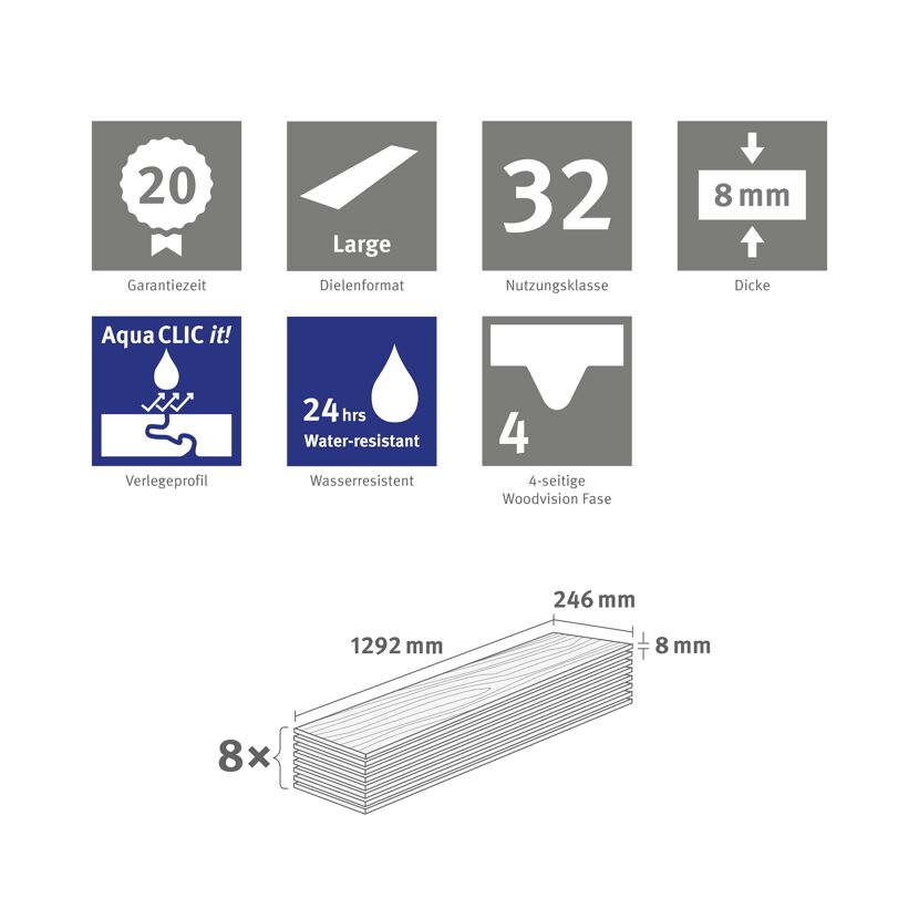 Laminat 'NatureSense Aqua' EL2043 Sherman Eiche braun 8 mm