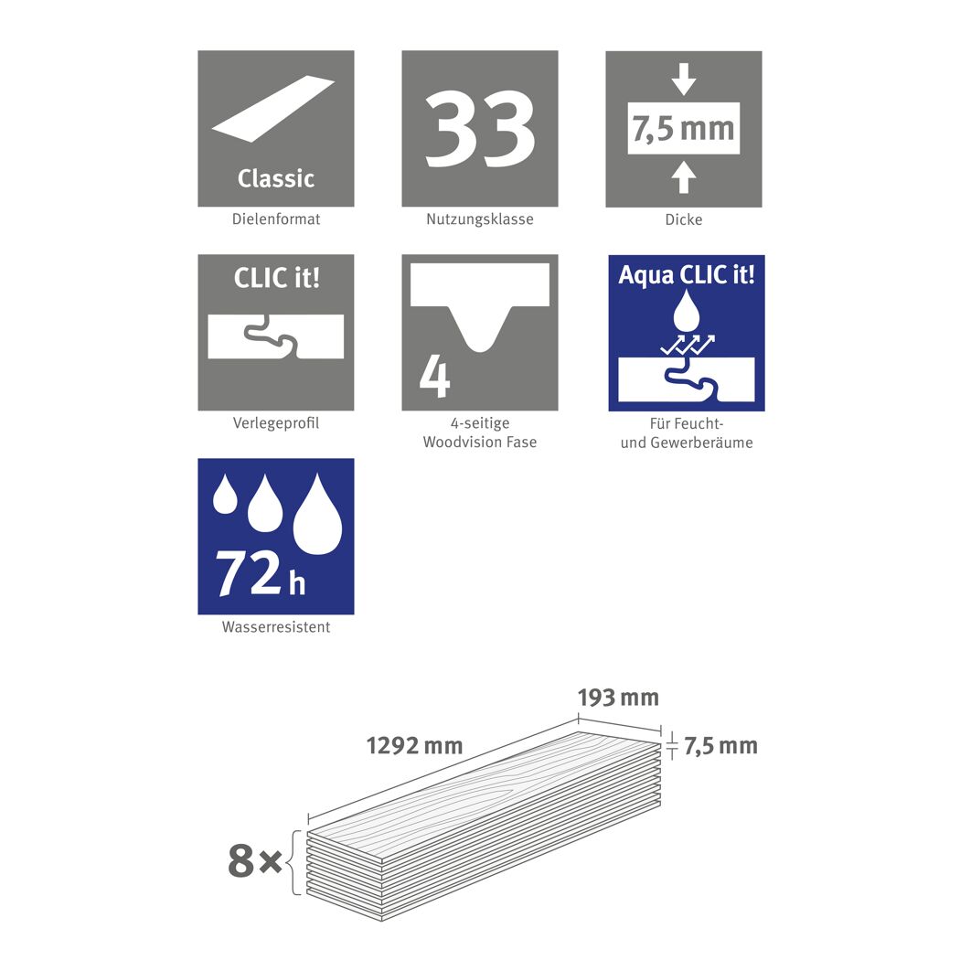 Designboden 'Aquadura+' EDF180 Berdal Eiche natur 7,5 mm