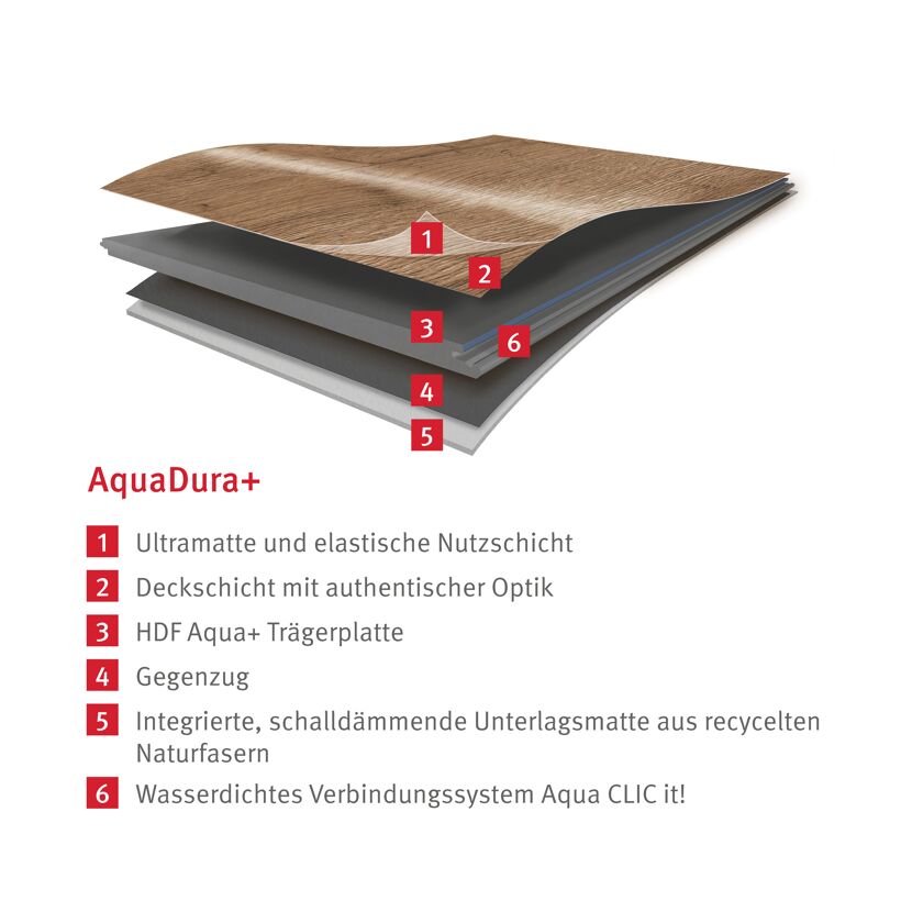 Designboden 'Aquadura+' EDF173 Waltham Eiche natur 7,5 mm