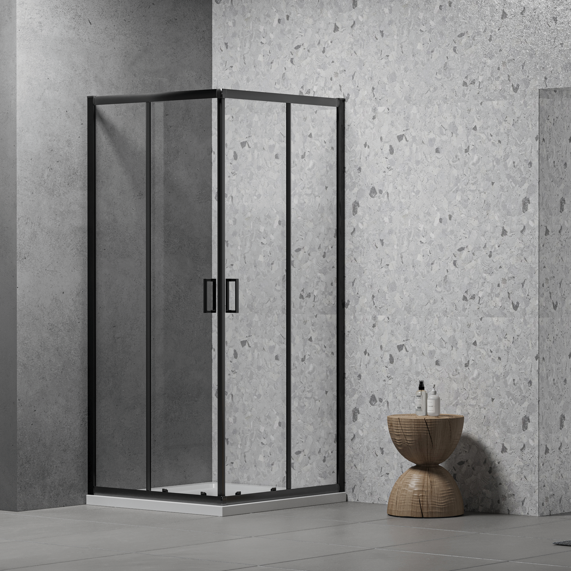 Duschkabine 'Paola' schwarz 80 x 80 x 190 cm