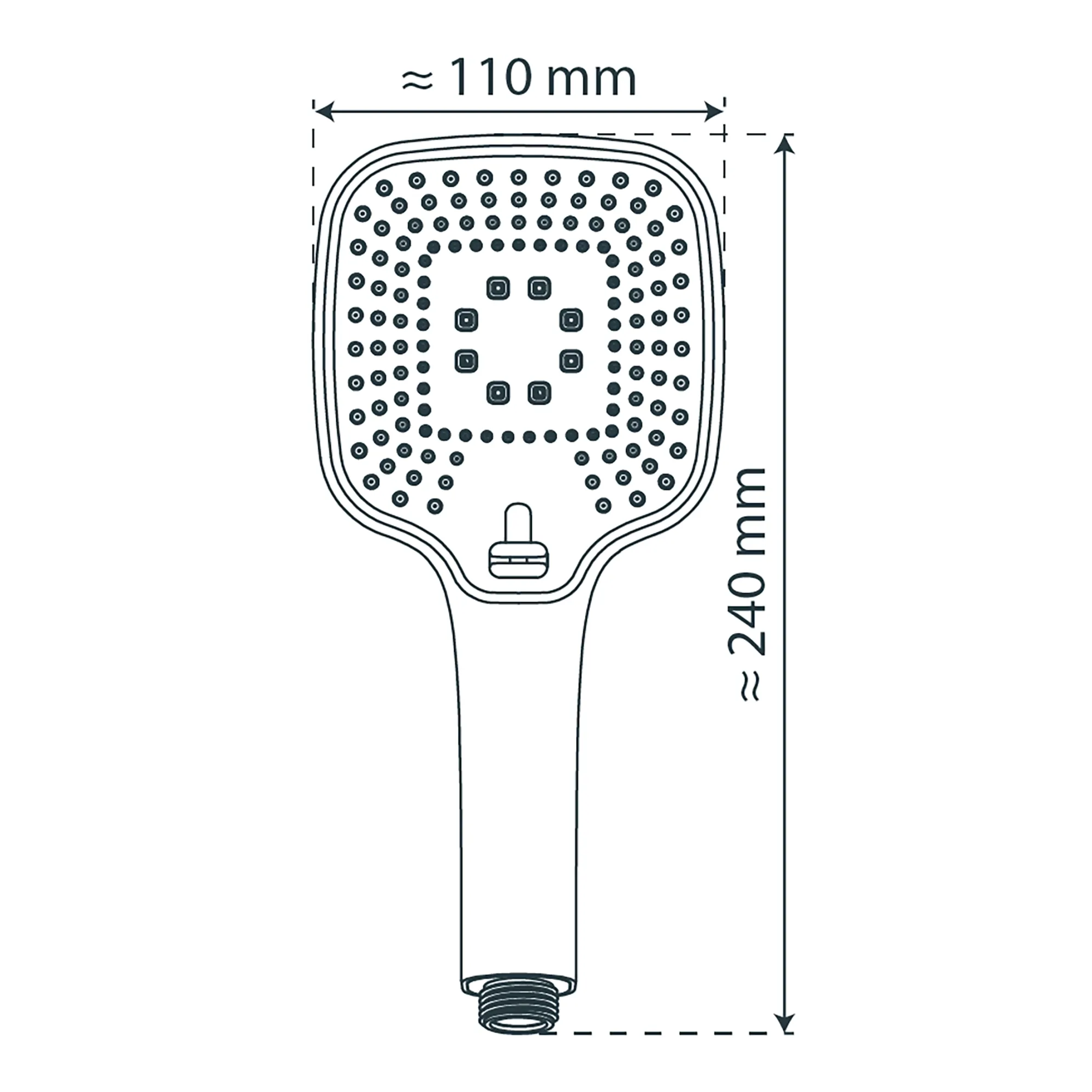 Handbrause 'Ravenna' chrome/weiß Eckig 10 cm, 3 Strahlarten