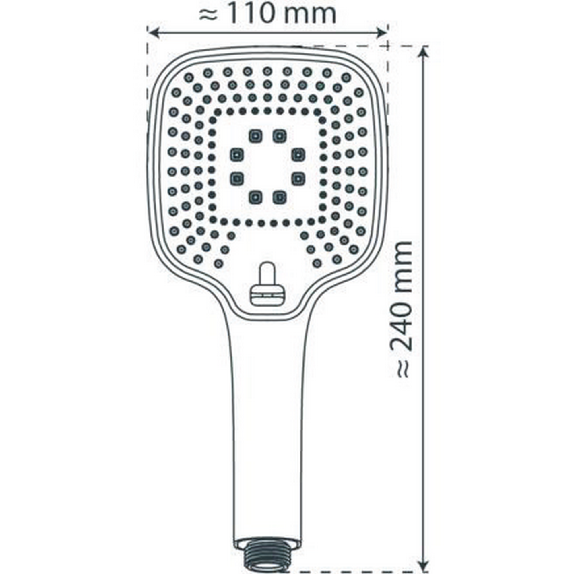 Handbrause 'Ravenna' schwarz matt Eckig 10 cm, 3 Strahlarten