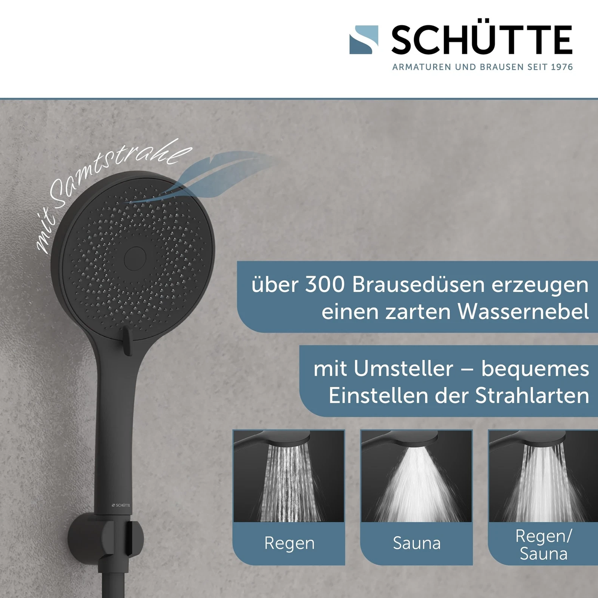 Handbrause 'Capri' schwarz matt Ø 13 cm, 3 Strahlarten