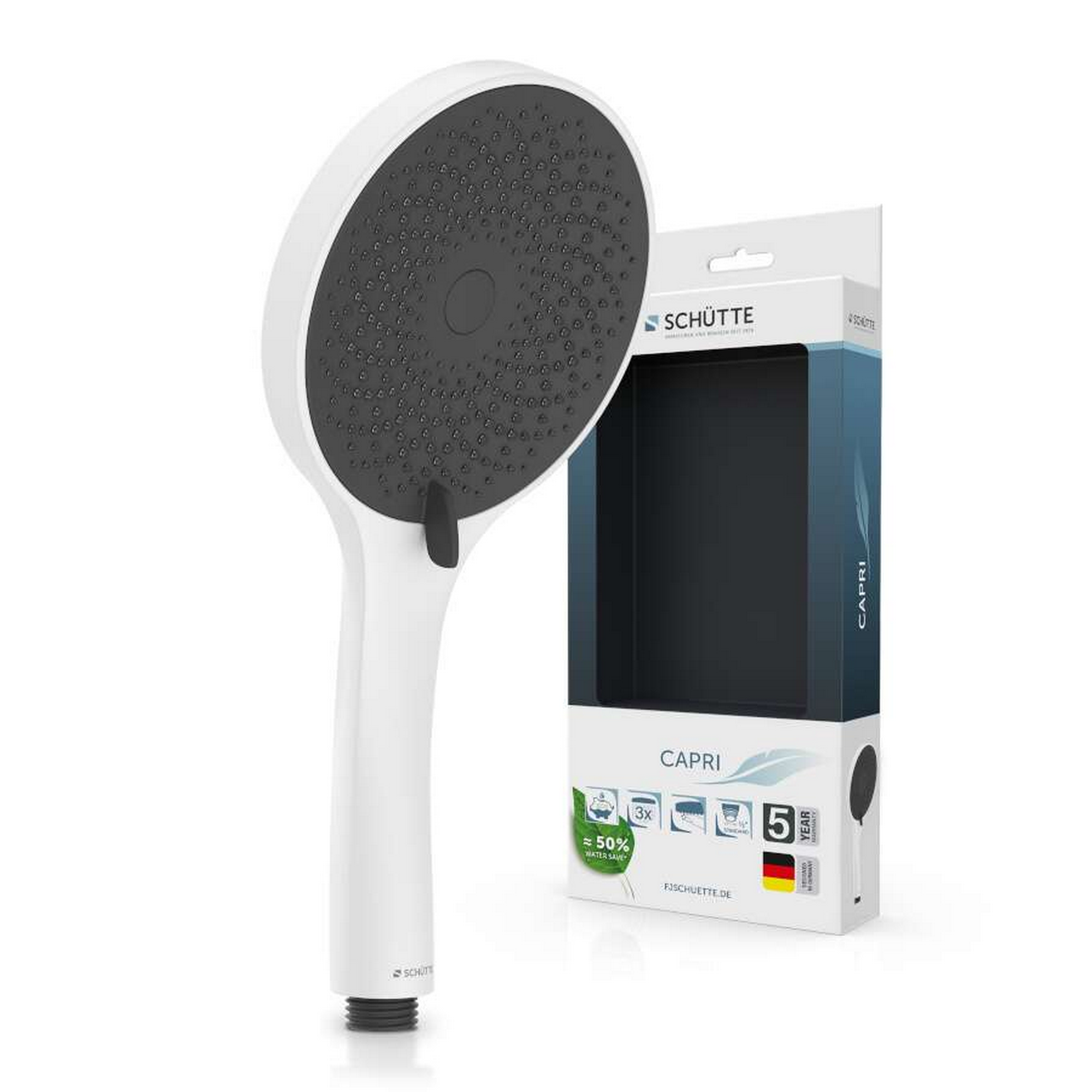 Handbrause 'Capri' weiß matt/anthrazit Ø 13 cm, 3 Strahlarten