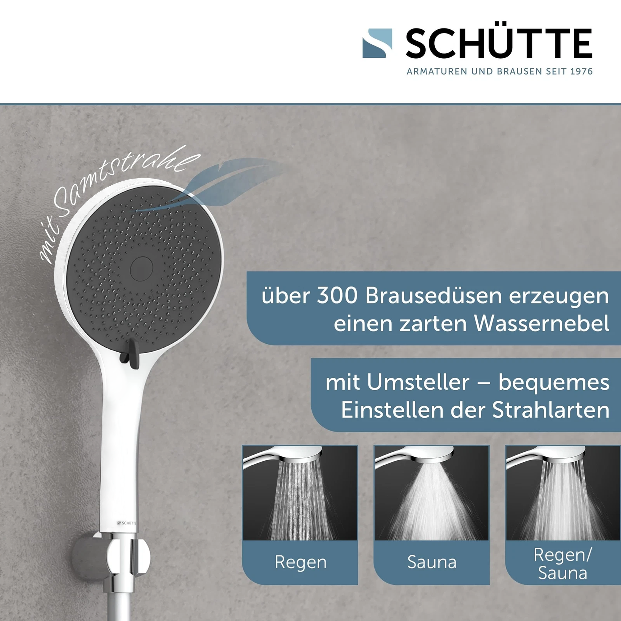 Handbrause 'Capri' weiß matt/anthrazit Ø 13 cm, 3 Strahlarten