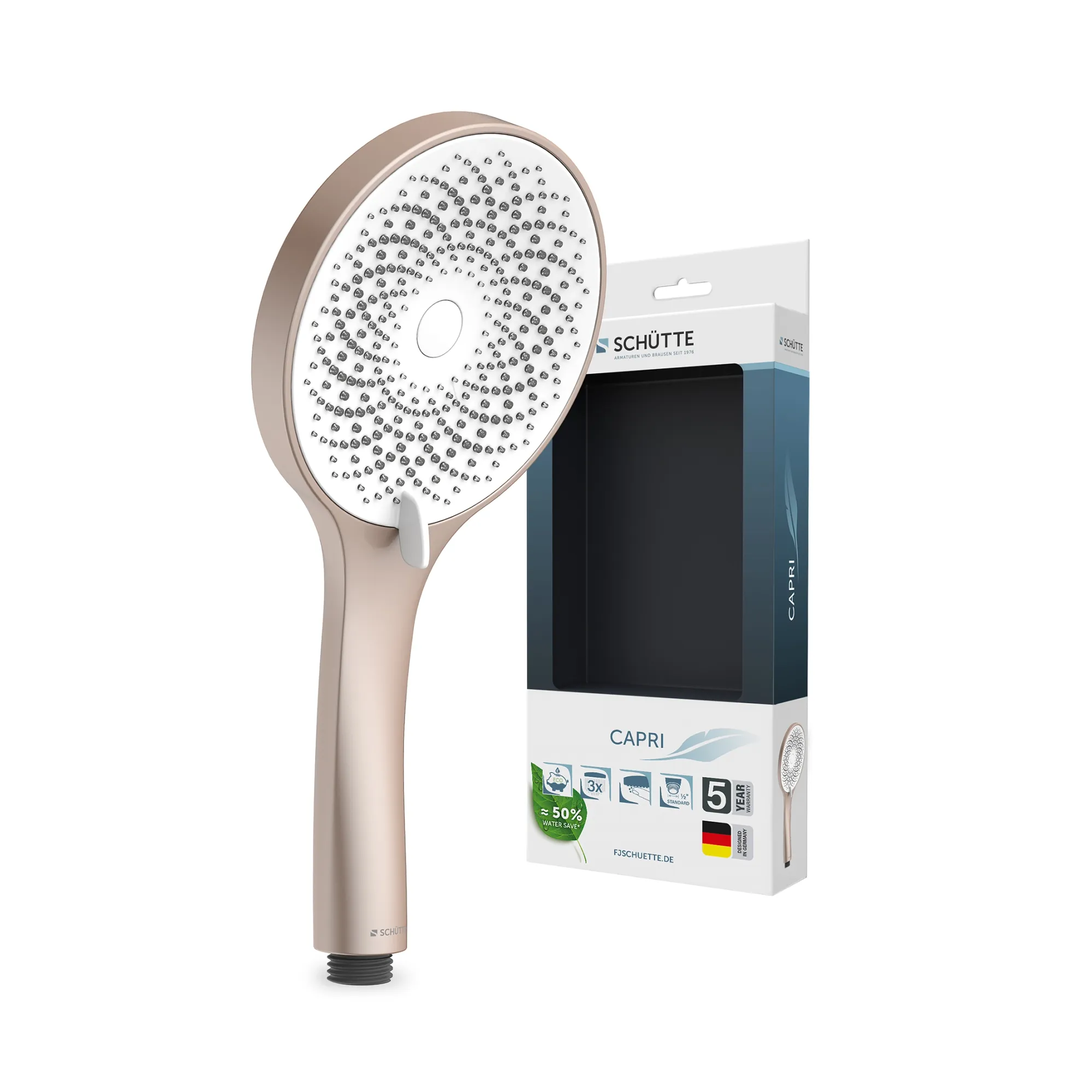 Handbrause 'Capri' rosé matt/weiß Ø 13 cm, 3 Strahlarten