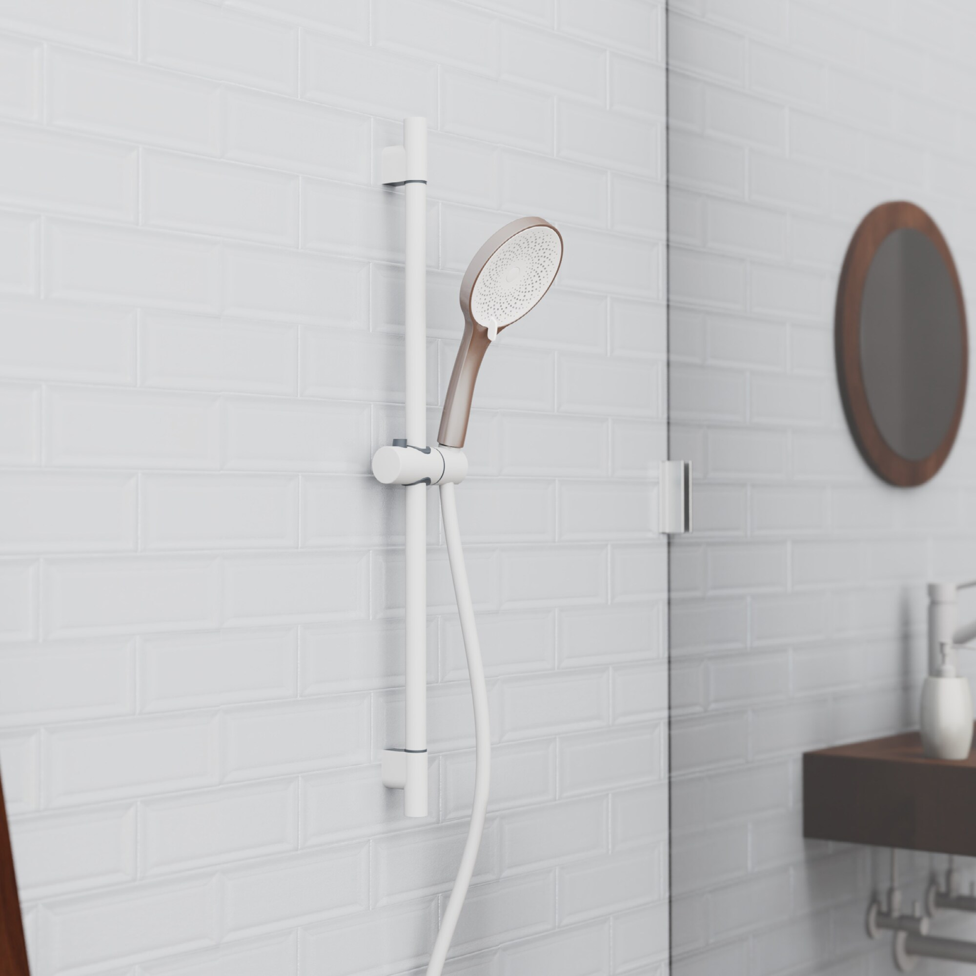 Handbrause 'Capri' rosé matt/weiß Ø 13 cm, 3 Strahlarten