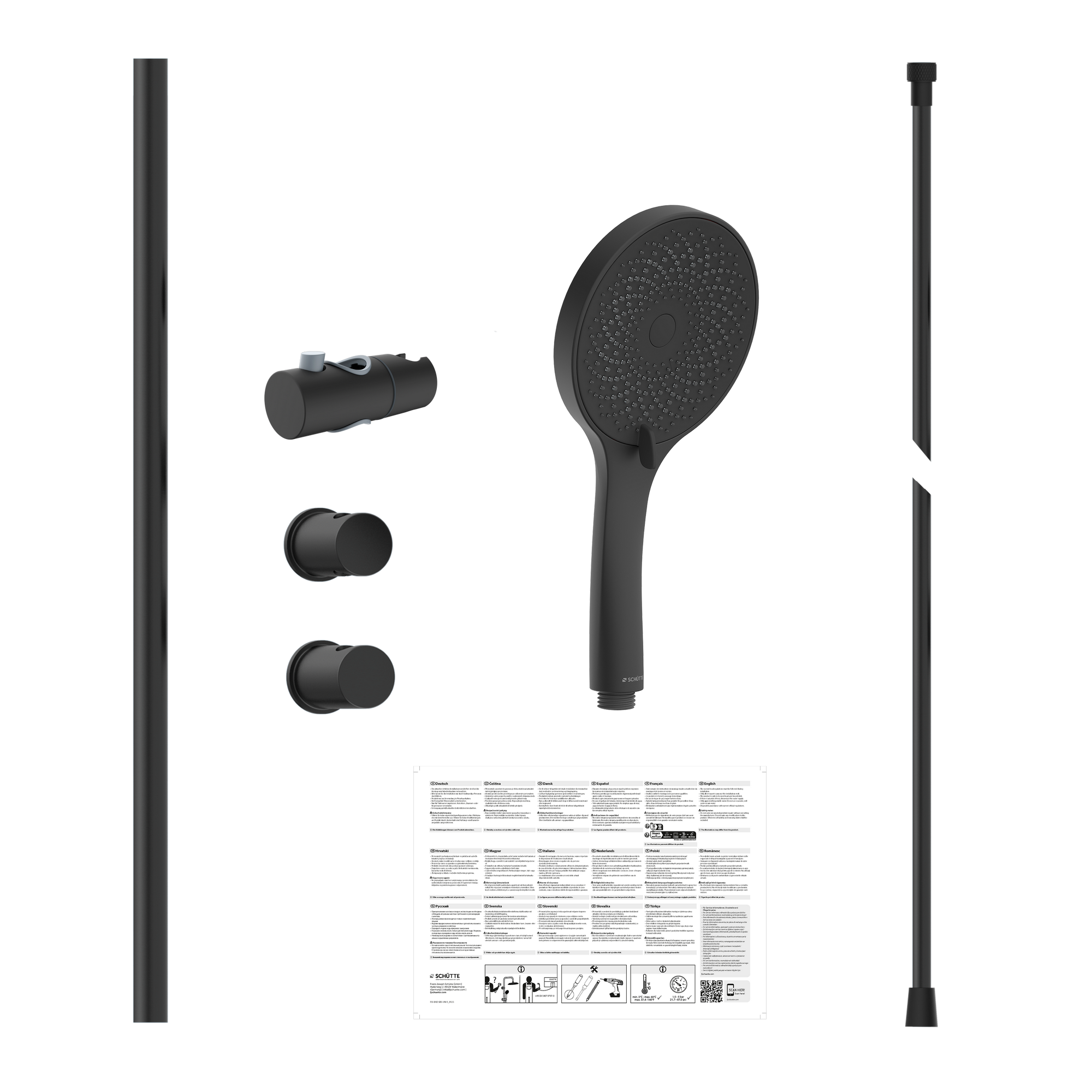 Brausestangenset 'Raven' schwarz matt, 3 Strahlarten