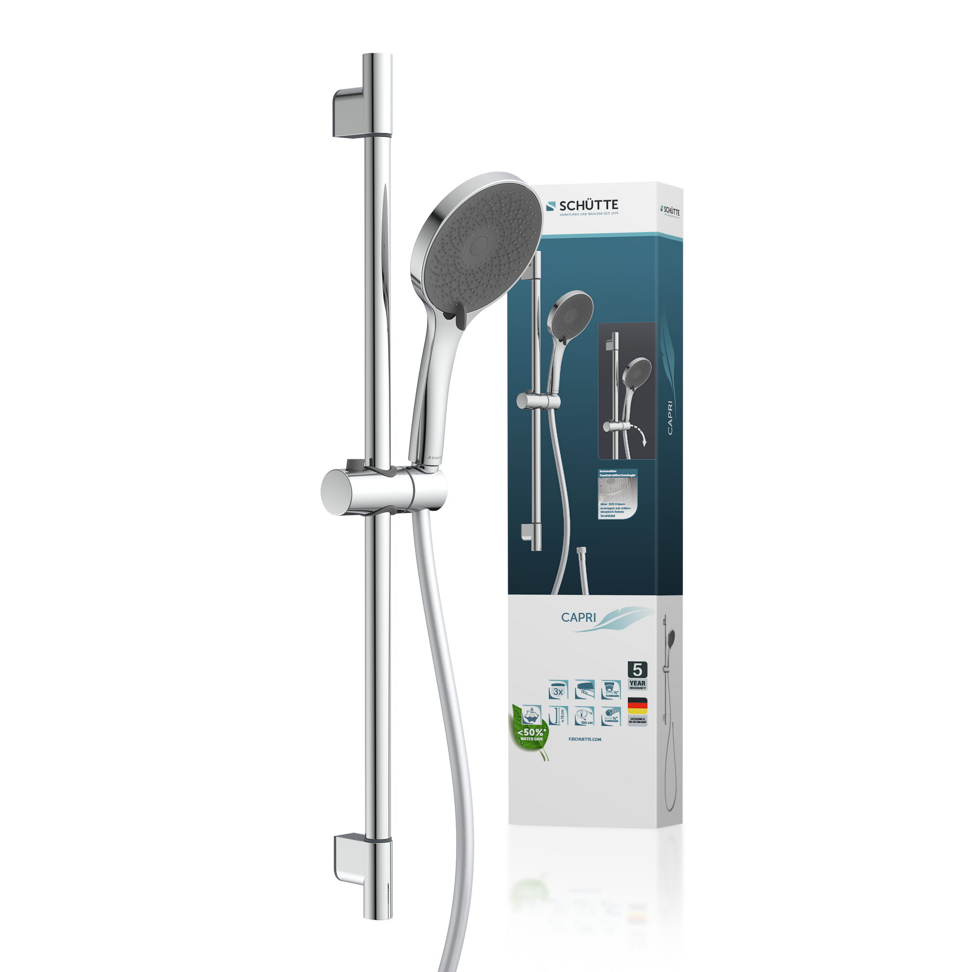 Brausestangenset 'Capri' verchromt, 3 Strahlarten