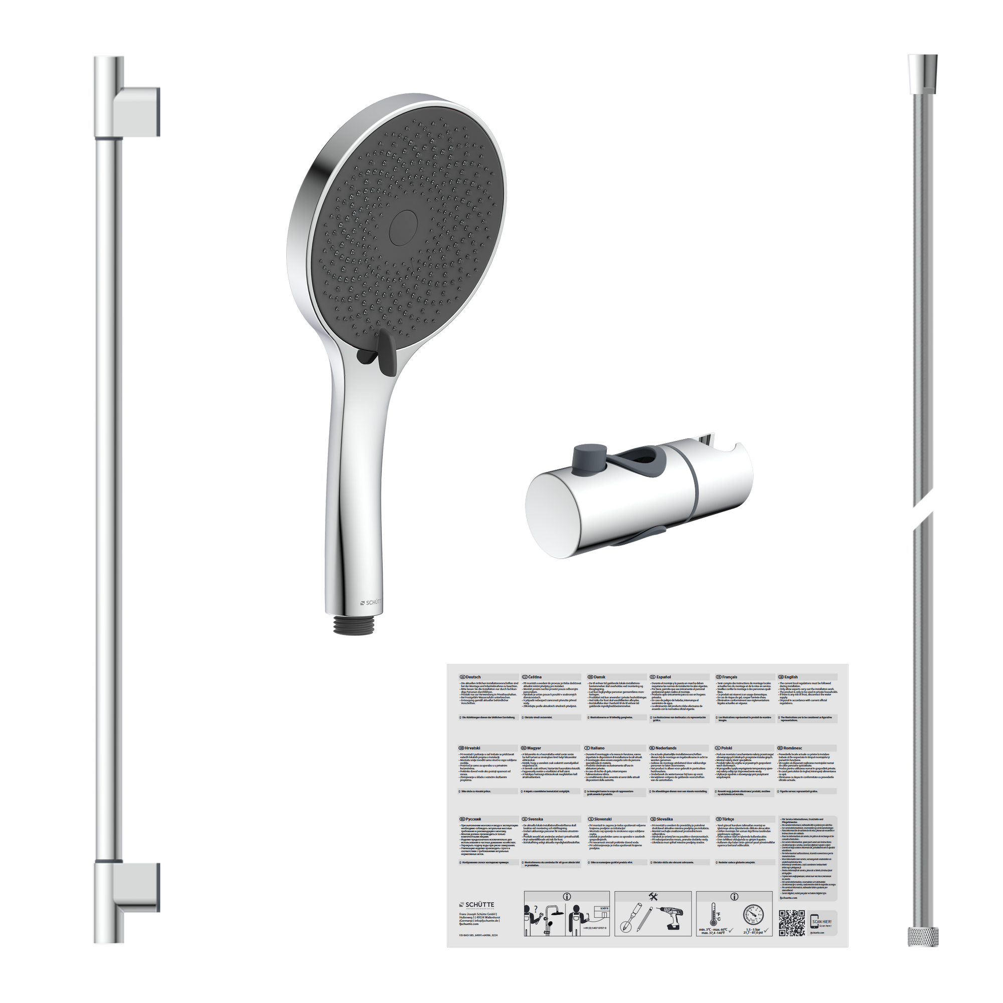 Brausestangenset 'Capri' verchromt, 3 Strahlarten