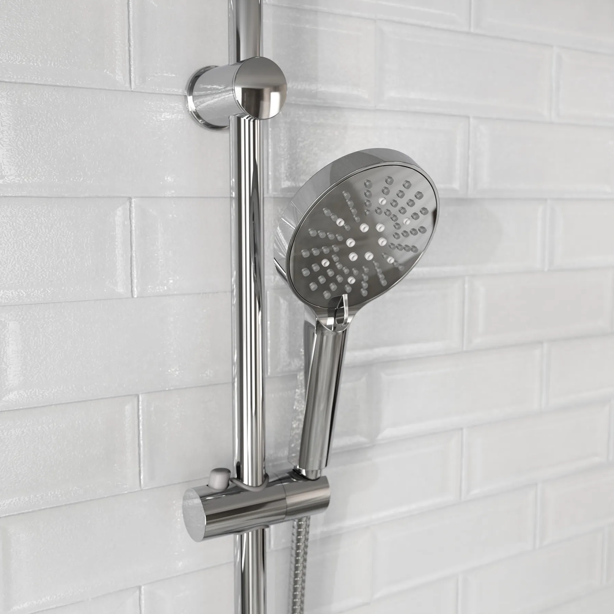 Brausestangenset zum Kleben, verchromt, 3 Strahlarten