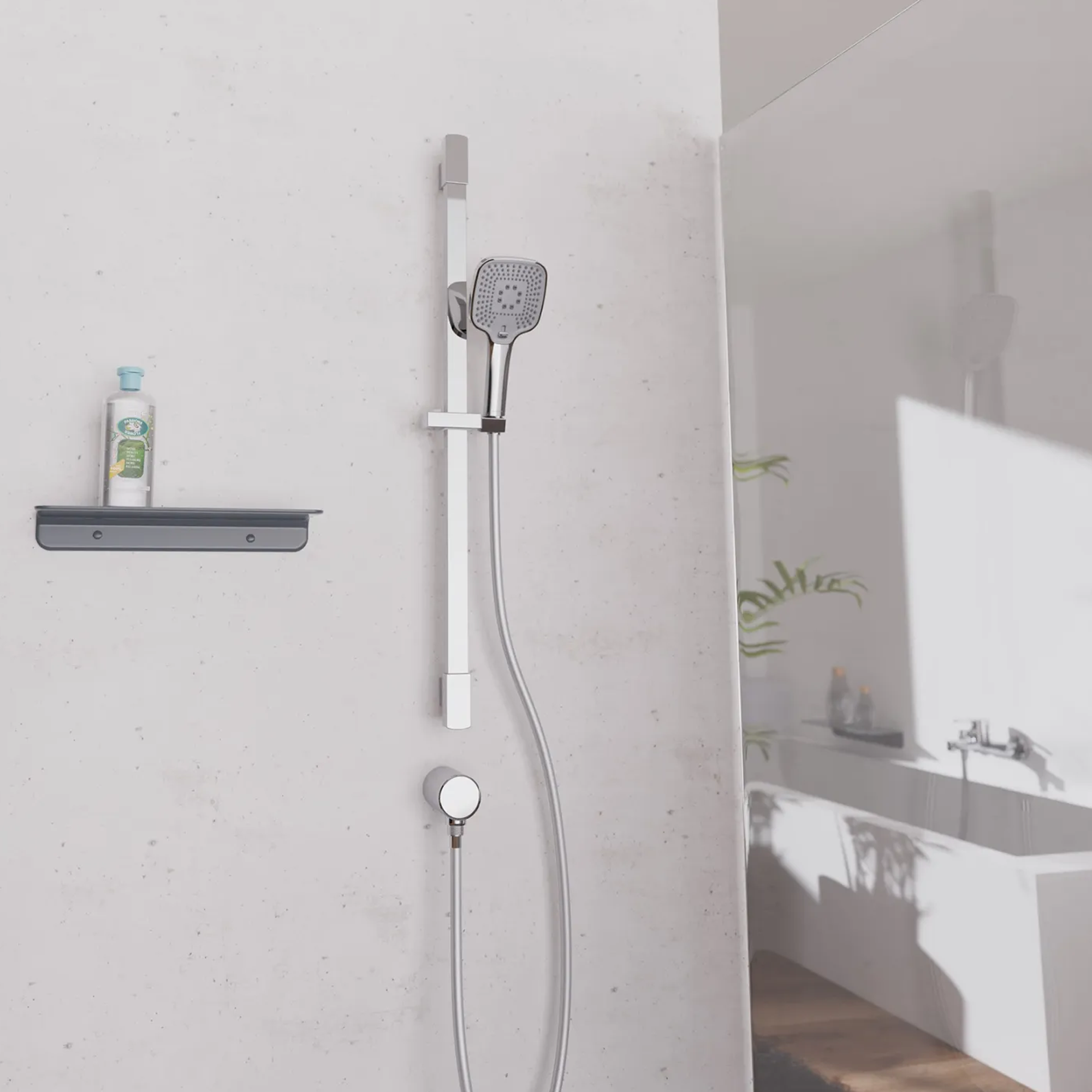 Brausestangenset 'Ravenna' verchromt/weiß, 3 Strahlarten