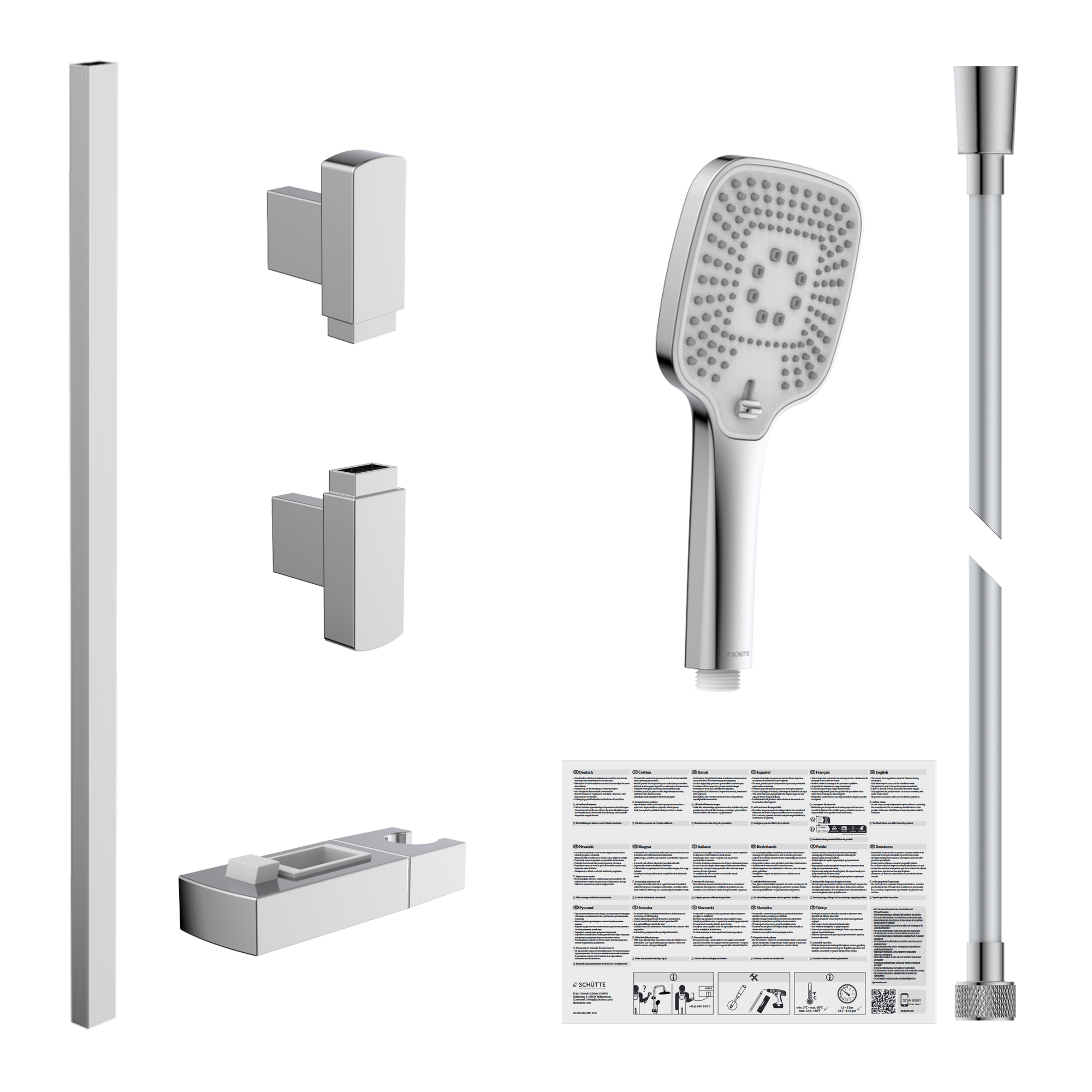 Brausestangenset 'Ravenna' verchromt/weiß, 3 Strahlarten