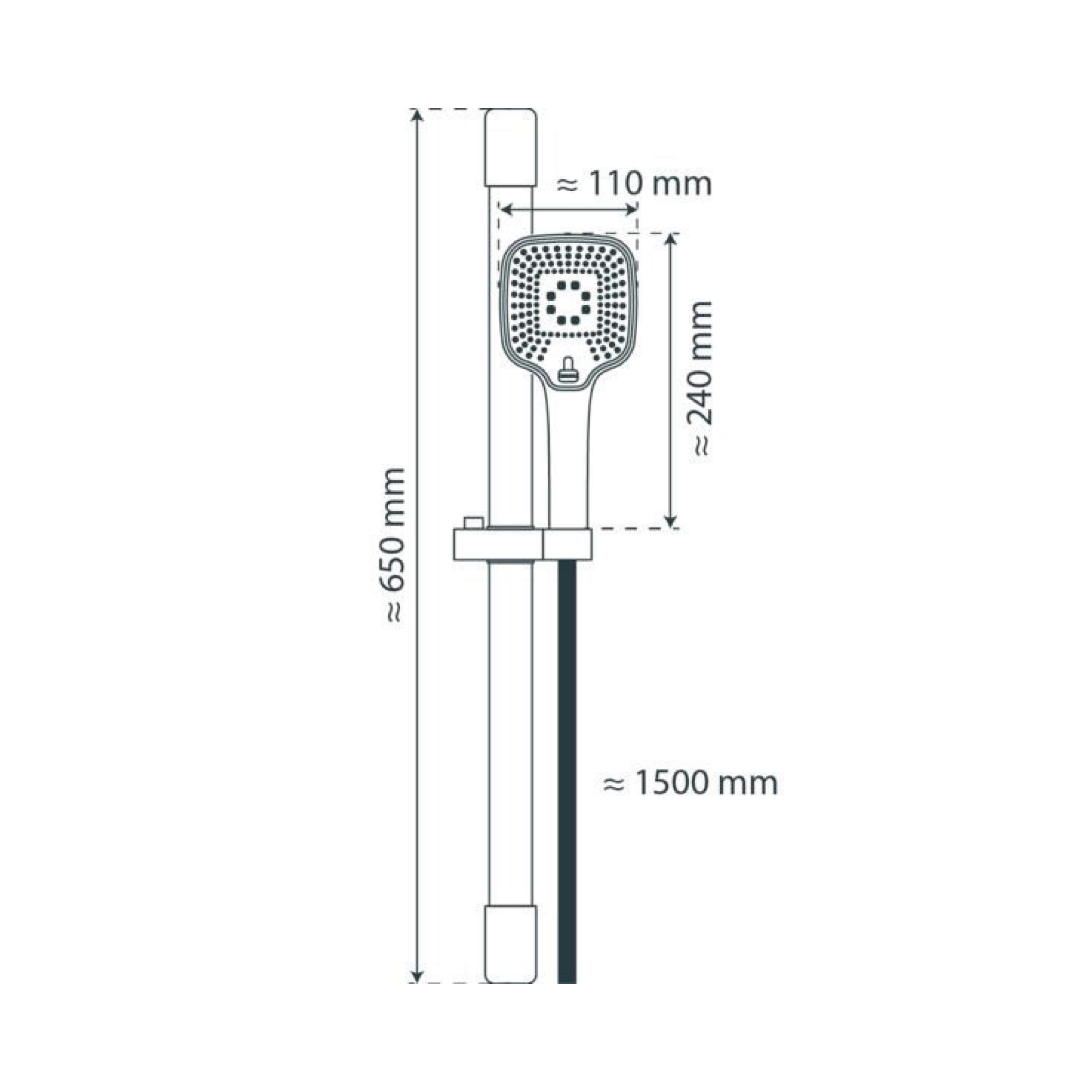 Brausestangenset 'Ravenna' verchromt/weiß, 3 Strahlarten