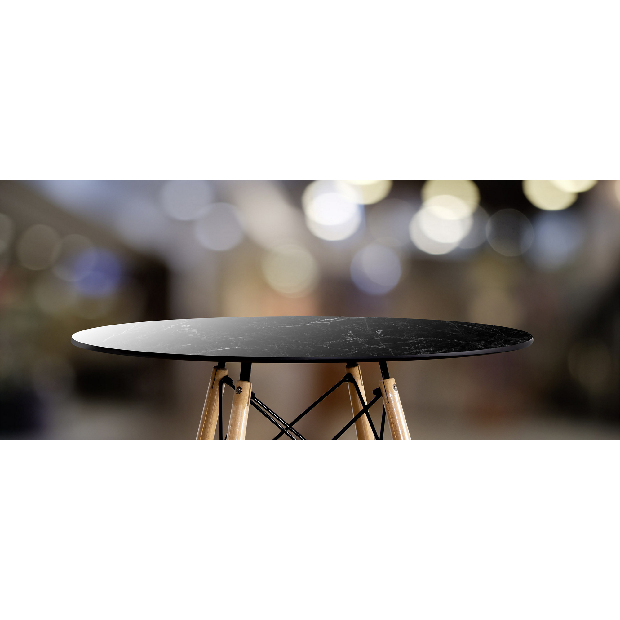 Tischplatte marmoroptik/schwarz Ø 60 cm