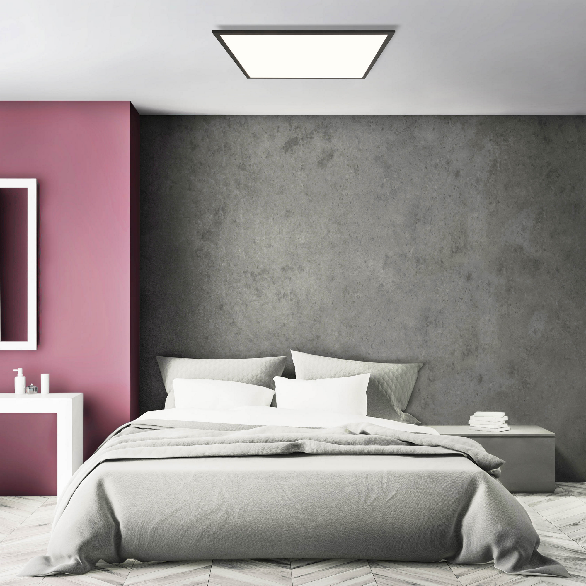 LED-Deckenleuchte 'Buffi' schwarz 59,5 x 59,5 cm 4000 lm