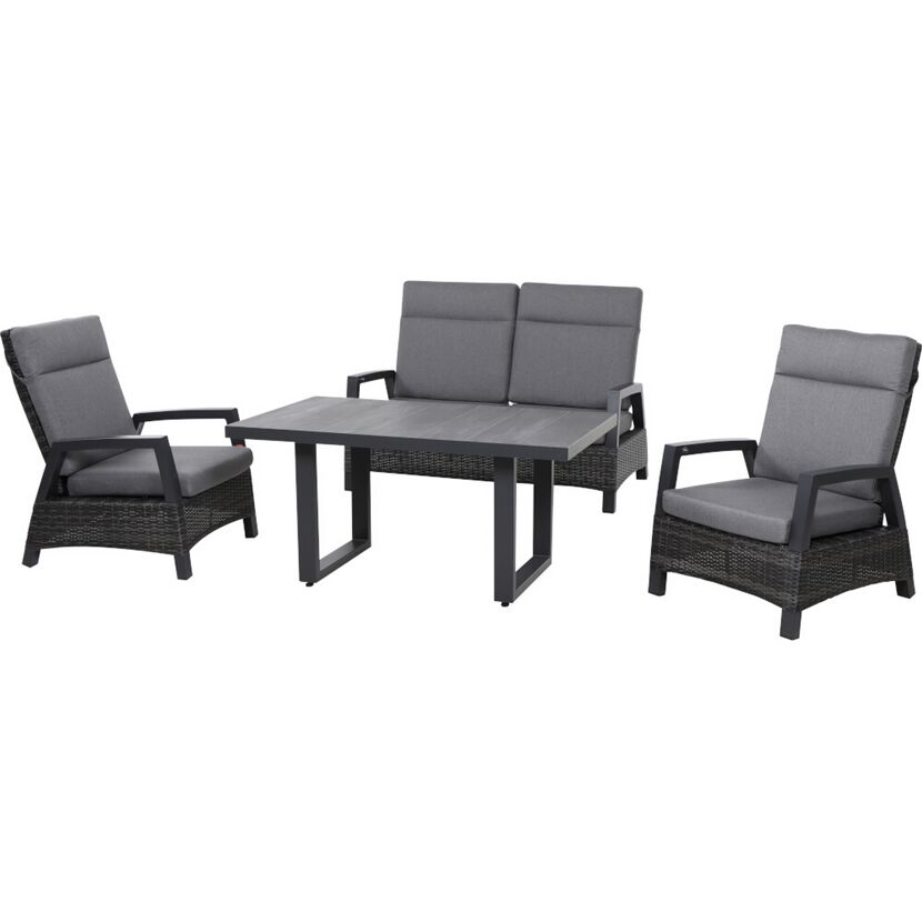 Loungemöbelset 'Taranto' für 4 Personen Polyethylengeflecht/Aluminium