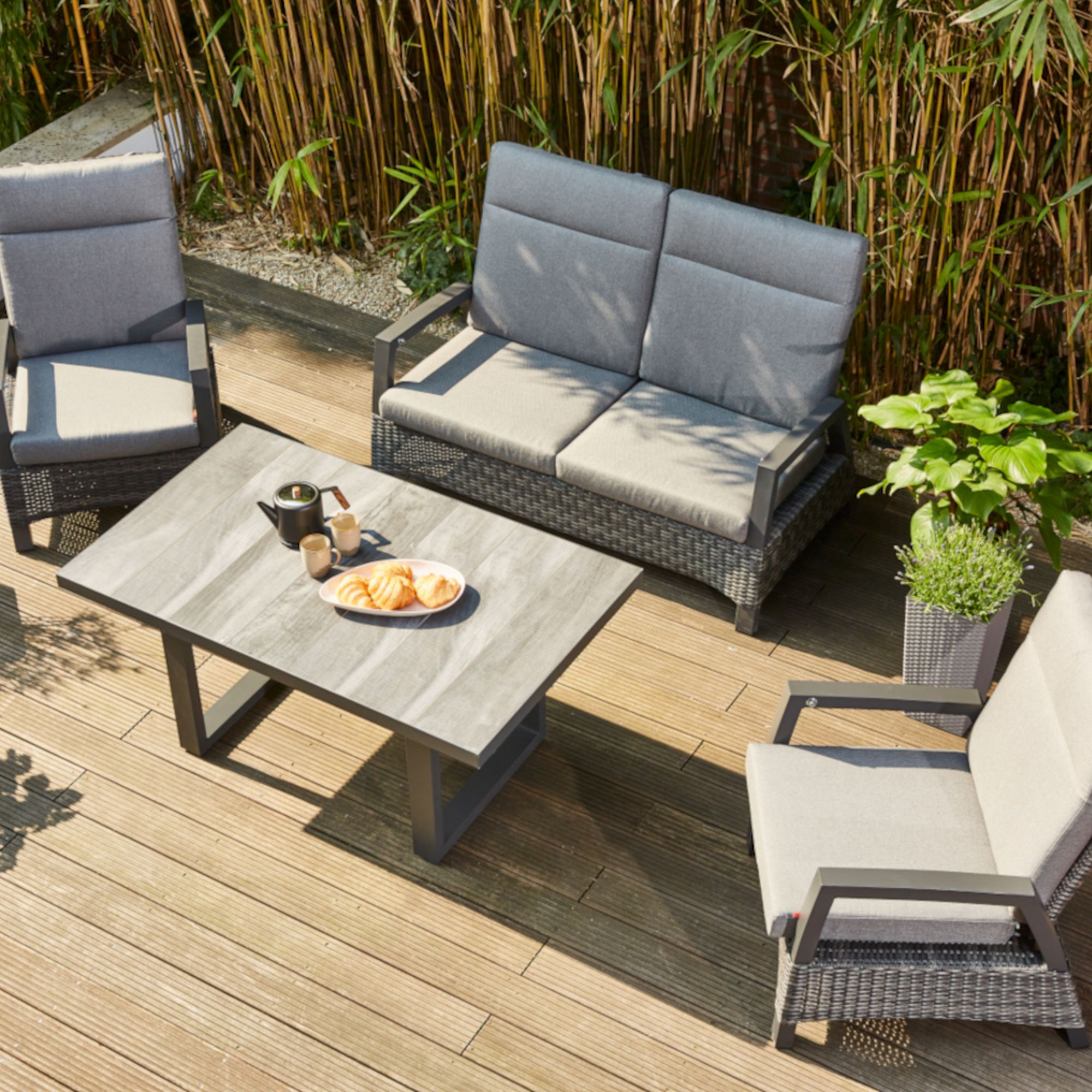 Lounge-Set 'Taranto' blau-grau 4-teilig