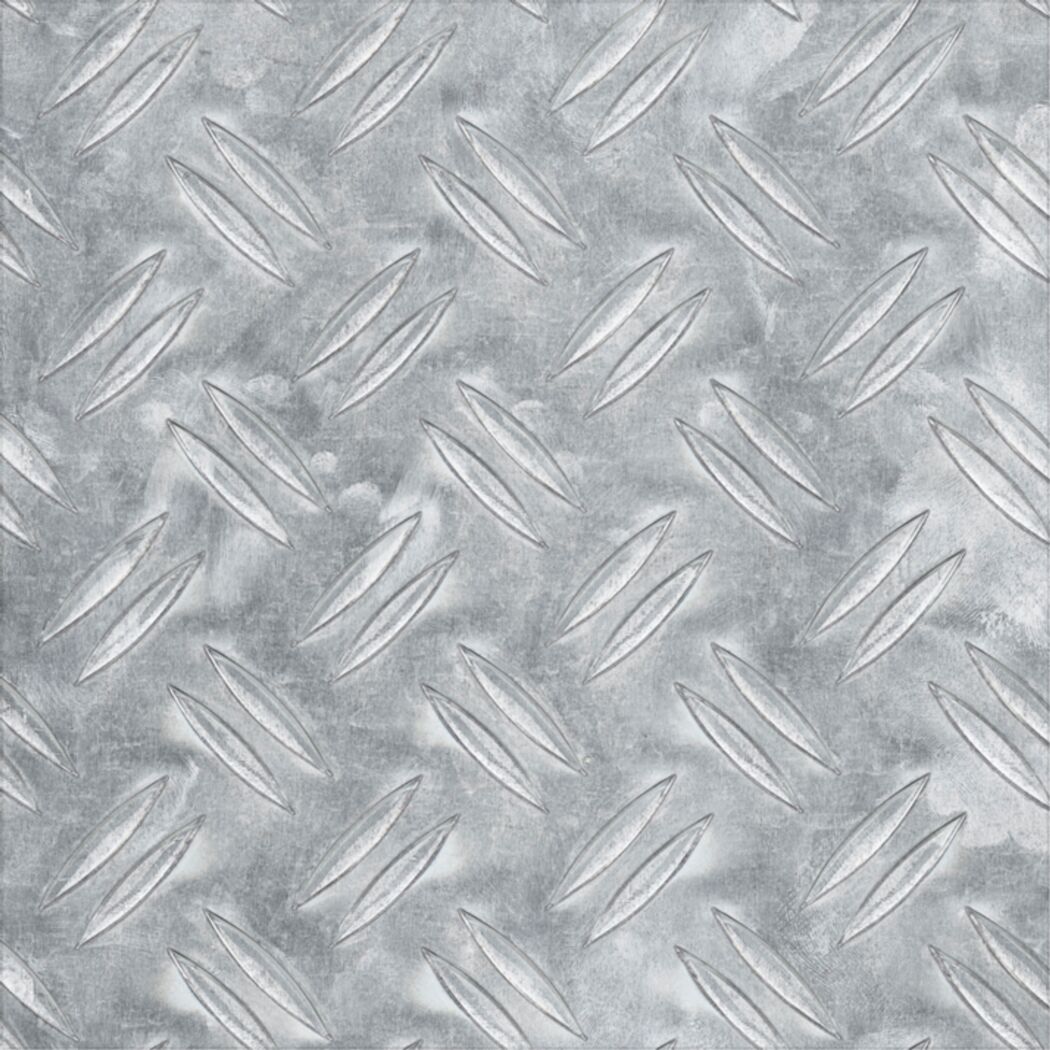 Blankes Aluminium Riffelblech mit strukturierter Oberfläche.