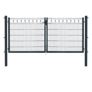 Doppelflügeltor 'Exclusive' anthrazit 300 x 120 cm, mit Ringdekor