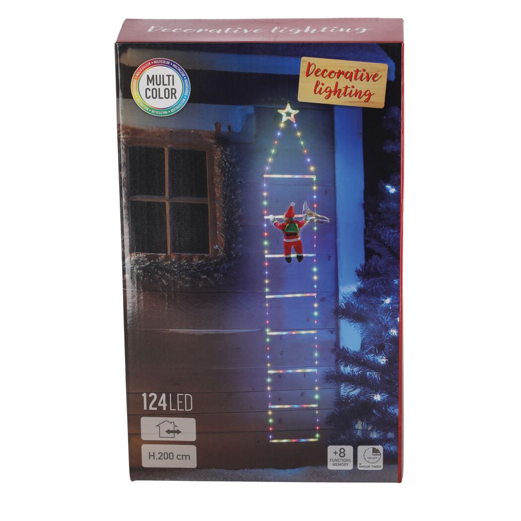 Santa auf LED-Leiter 12 x 36 x 8 cm