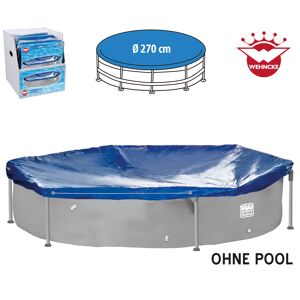 Poolabdeckung blau mit Gummizug, Ösen und Kordel Ø 270 cm
