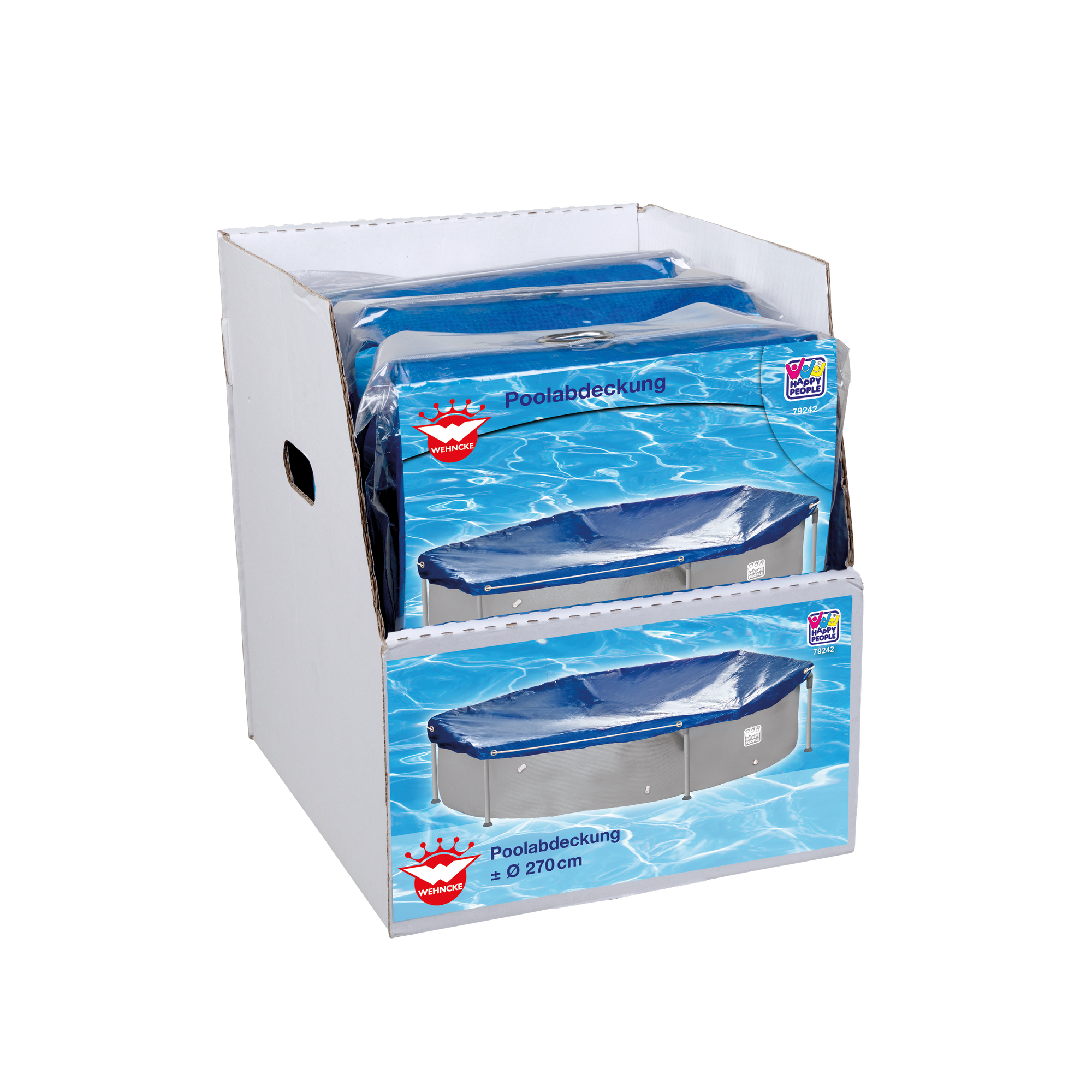 Poolabdeckung blau mit Gummizug, Ösen und Kordel Ø 270 cm