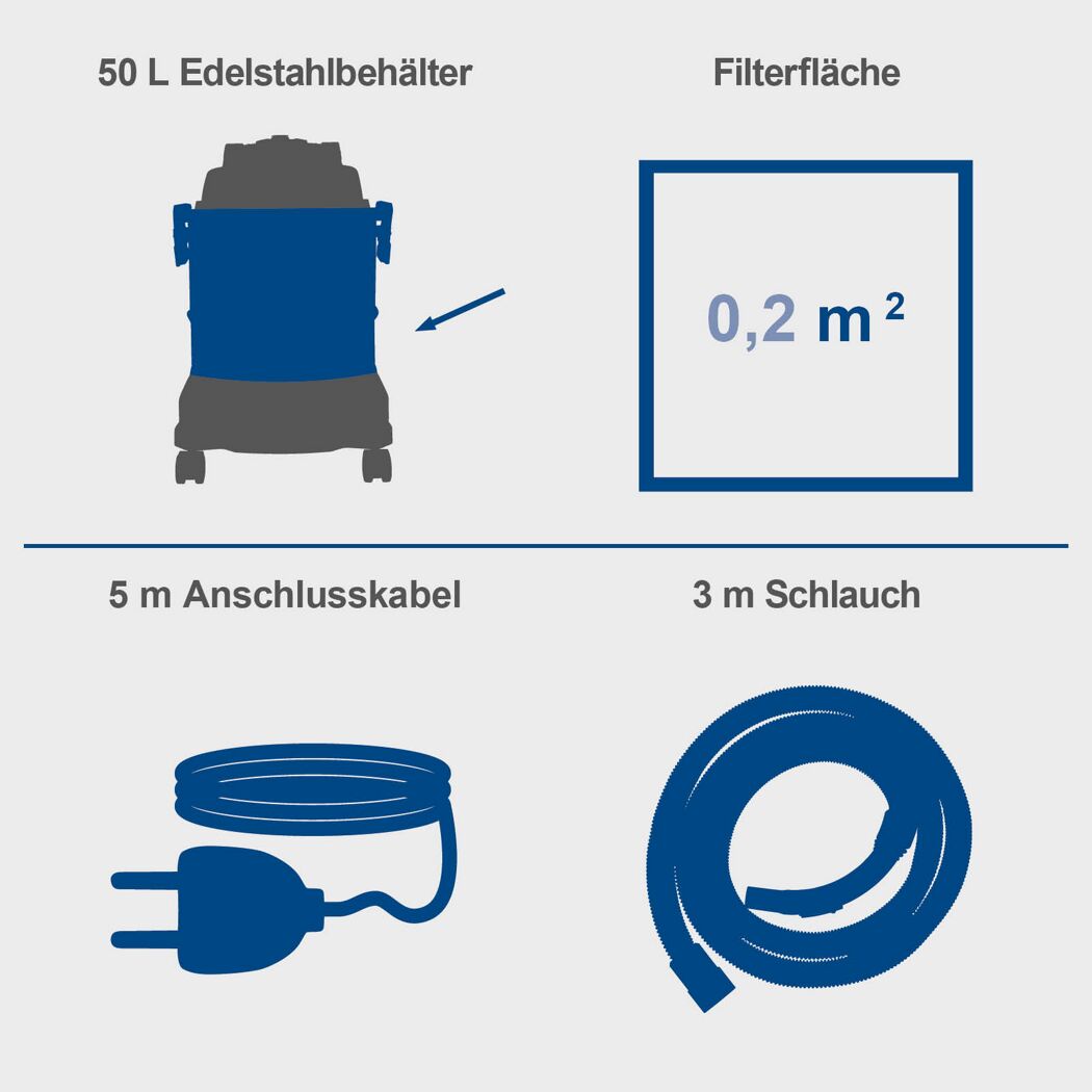 Nass- und Trockensauger 'ASP50-ES' 1400 W 50 l