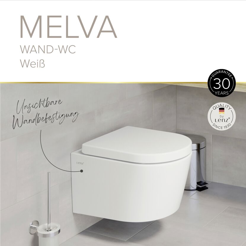 Wand-WC spülrandlos 'Melva' weiß