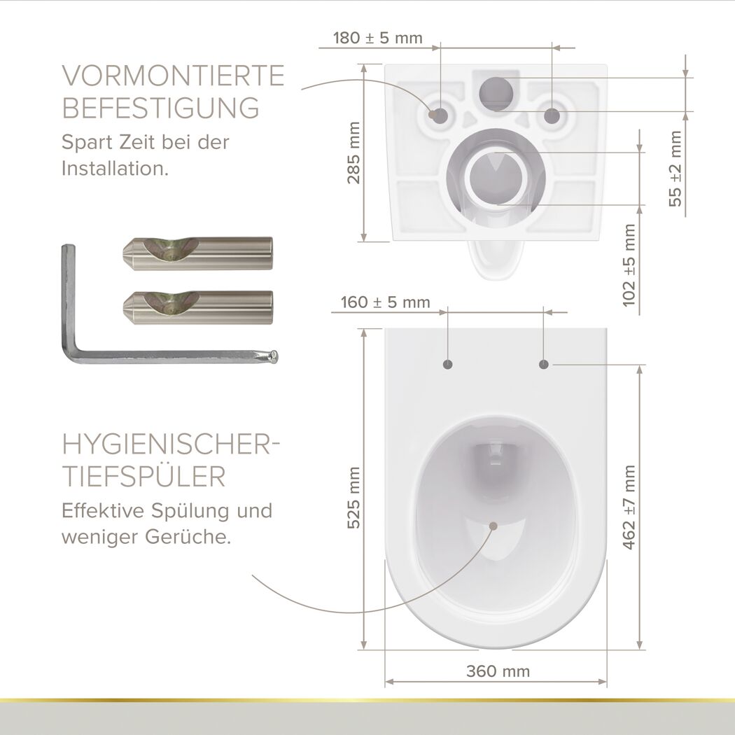 Wand-WC spülrandlos 'Melva' weiß