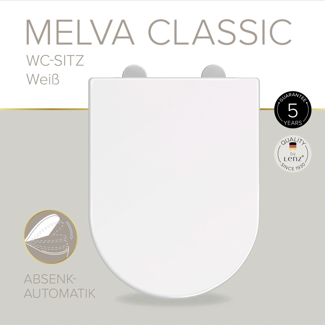 WC-Sitz 'Melva' mit Absenkautomatik weiß Duroplast