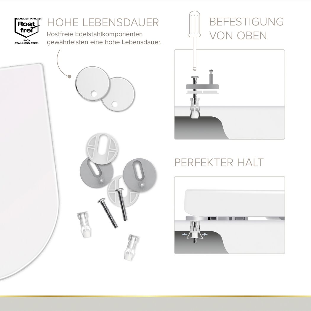 WC-Sitz 'Melva' mit Absenkautomatik weiß Duroplast