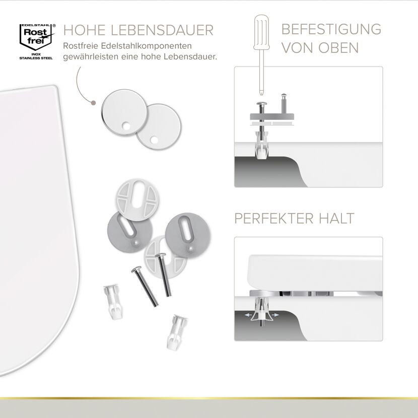 WC-Sitz 'Melva' mit Absenkautomatik weiß Duroplast