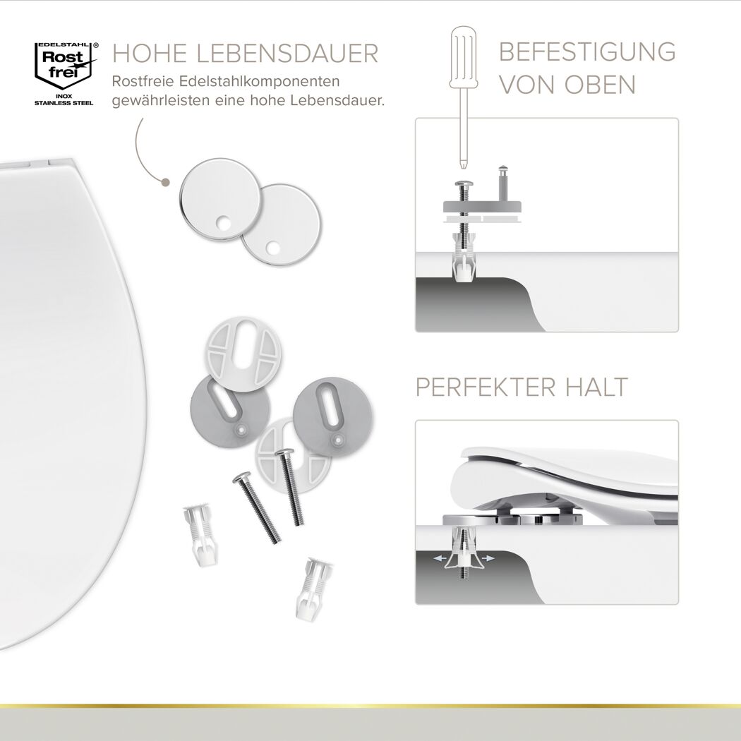 WC-Sitz 'Jeno' mit Absenkautomatik weiß Duroplast