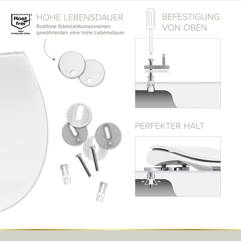 WC-Sitz 'Jeno' mit Absenkautomatik weiß Duroplast