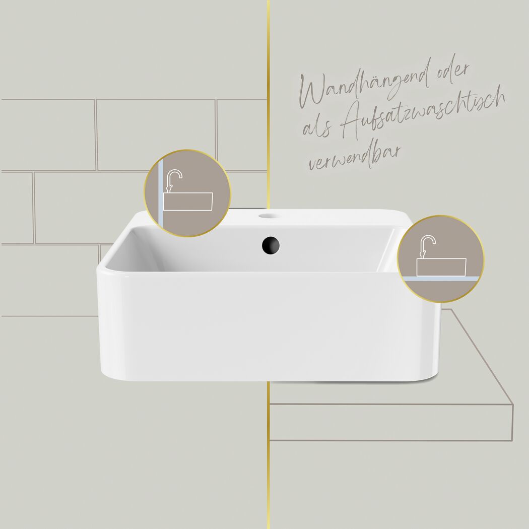 Handwaschbecken 'Valea' weiß 40 x 12,5 x 38,5 cm