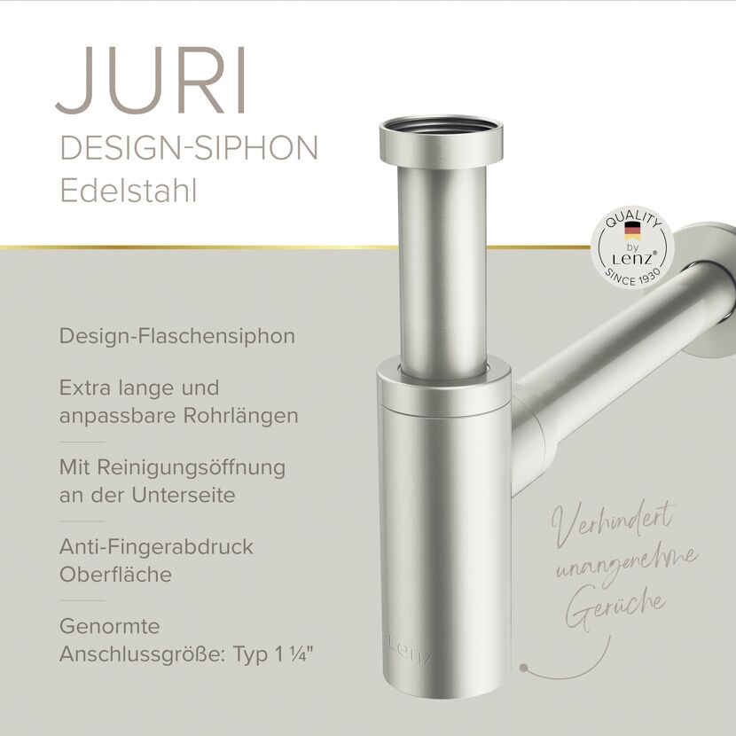 Flaschensiphon 'Juri' edelstahlfarben, 1 1/4" x Ø 32 mm