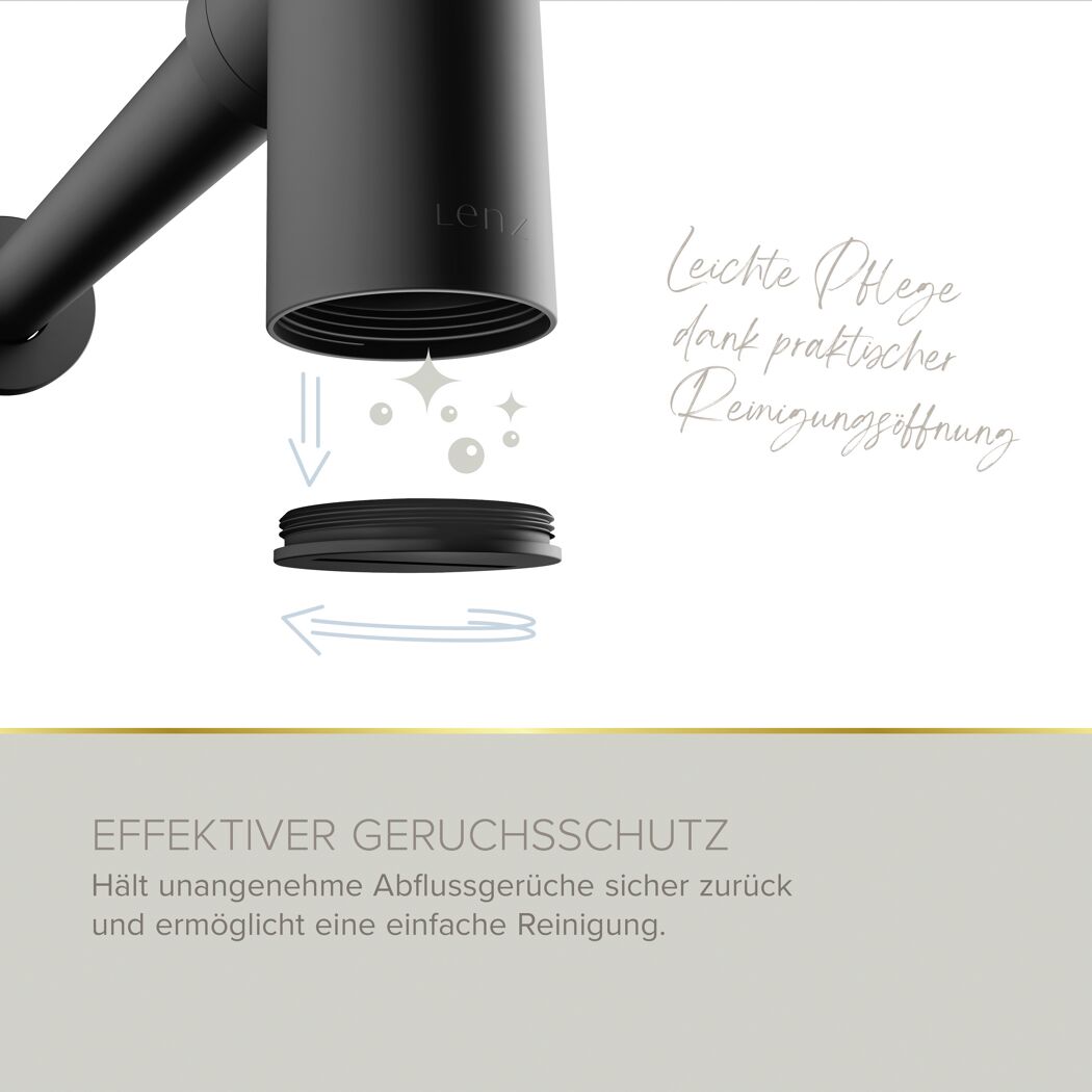 Flaschensiphon 'Juri' schwarz matt, 1 1/4" x Ø 32 mm